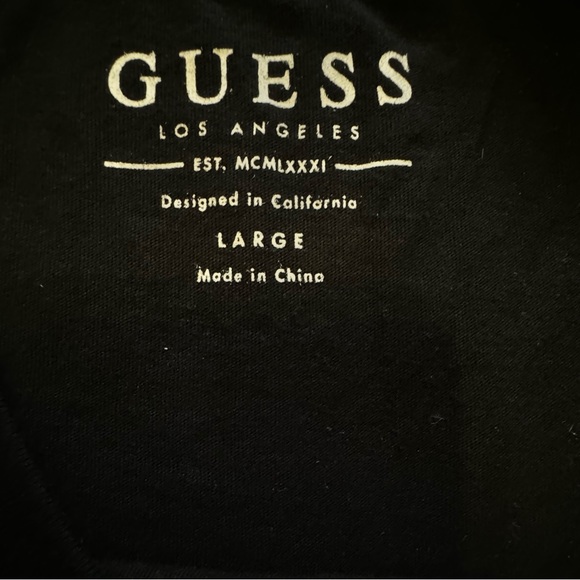 Guess Basic Graffiti Drop T Shirt Crew Neck Short Sleeve Black Large - Picture 4 of 6